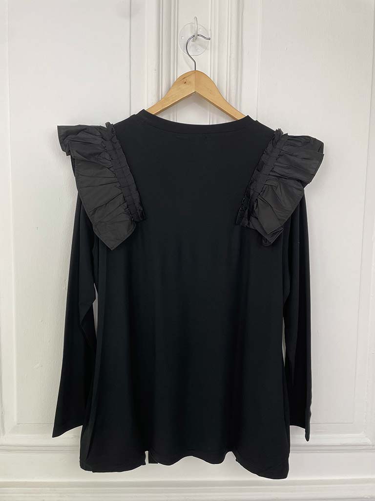 Malissa J Ruffle Shoulder Top - Black