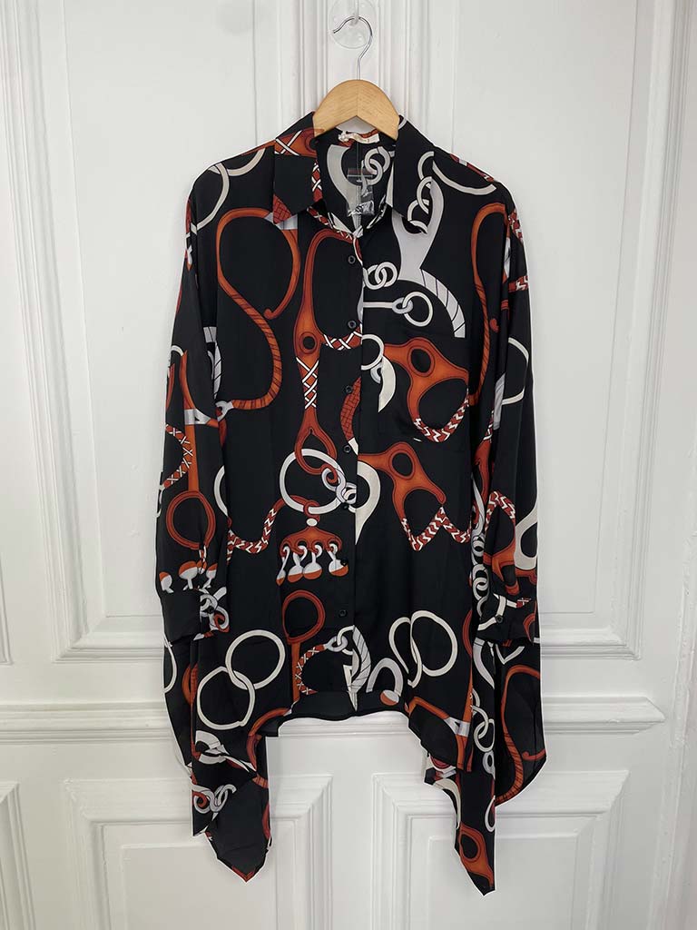 Malissa J Chain Print Dipped Hem Shirt