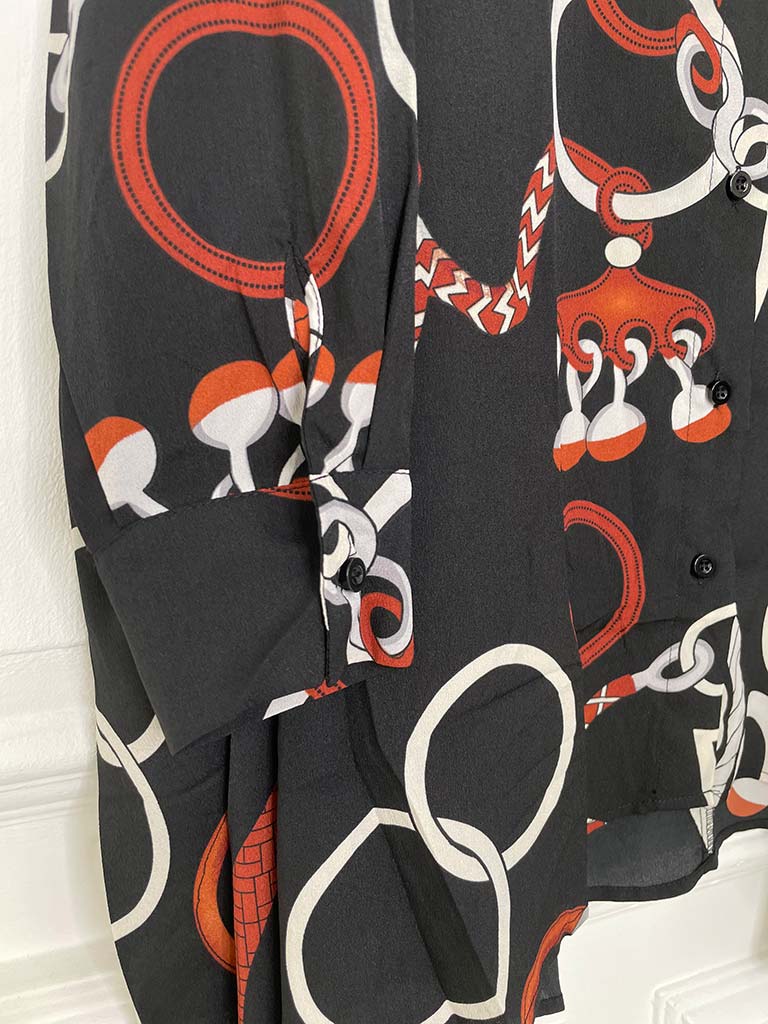 Malissa J Chain Print Dipped Hem Shirt
