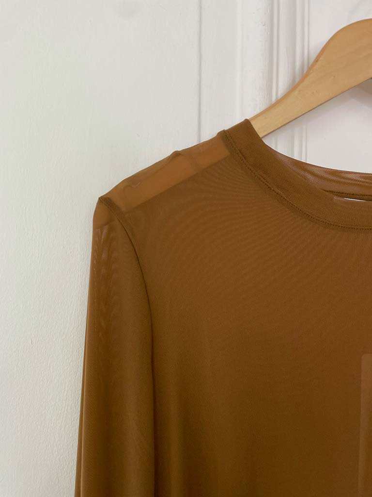 Luxe Mesh Layering Top - Tan