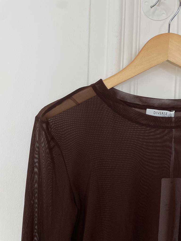 Luxe Mesh Layering Top - Chocolate