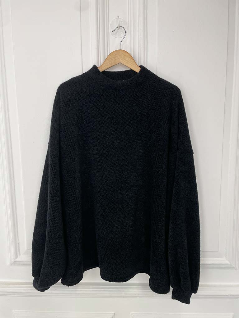 Chenille High Neck Knit - Black