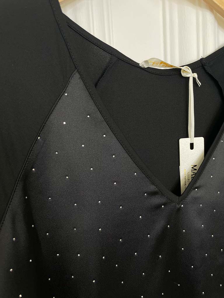 Malissa J Studded Drawstring Top - Black