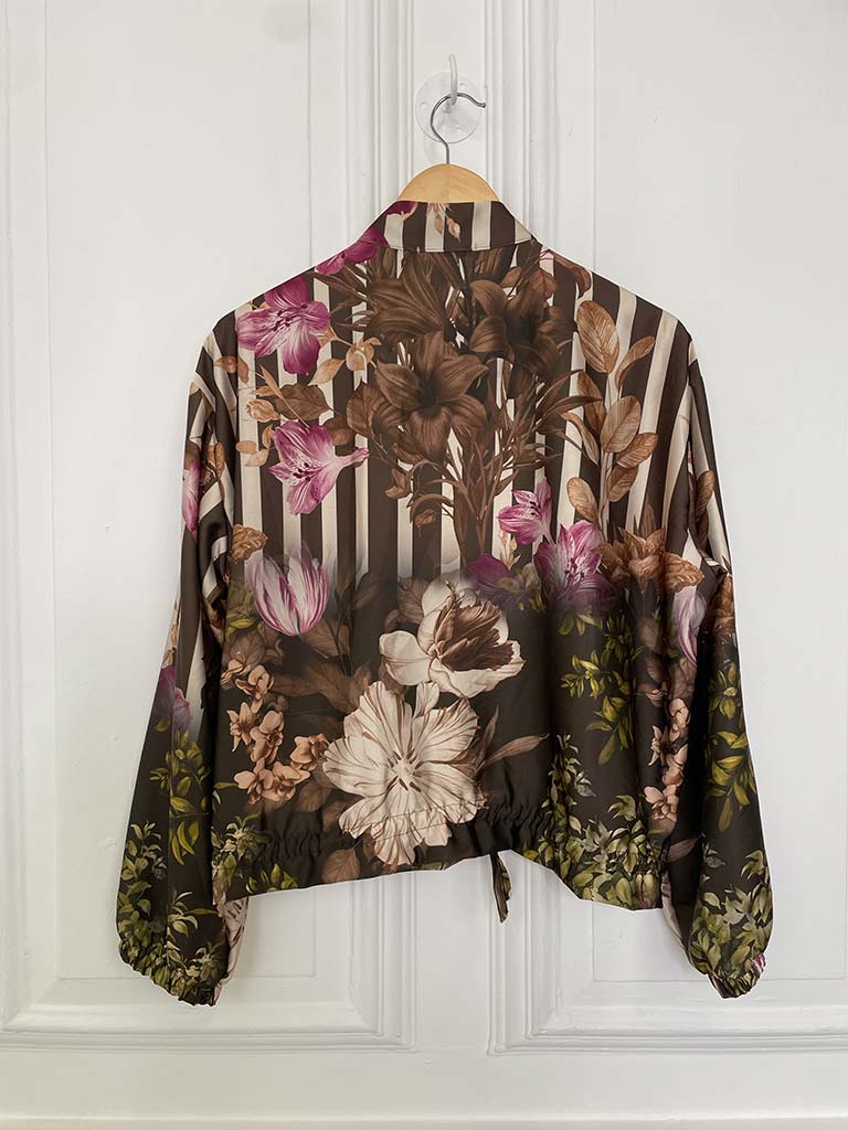 Silk Feel Bomber Jacket - Floral