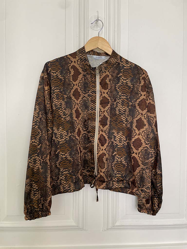 Silk Feel Bomber Jacket - Snake