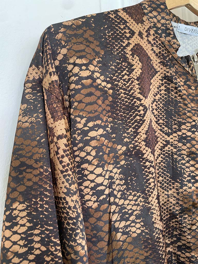 Silk Feel Bomber Jacket - Snake