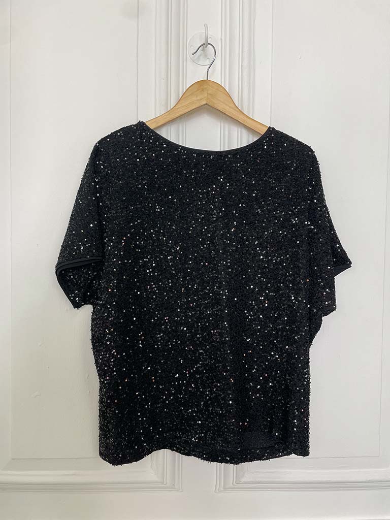 Sequin Shimmer Top - Black