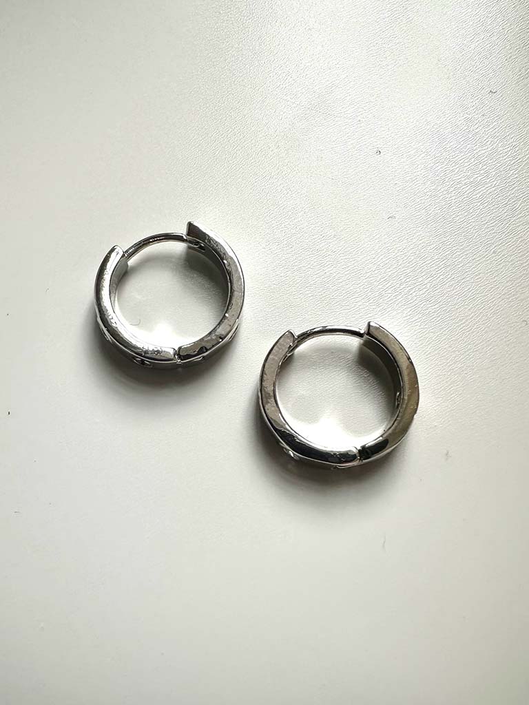 Envy Screw Hoop Earrings - Silver