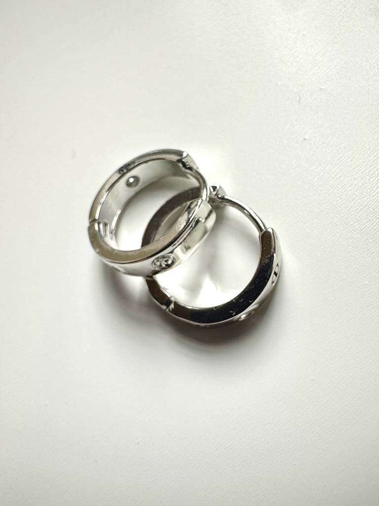 Envy Screw Hoop Earrings - Silver