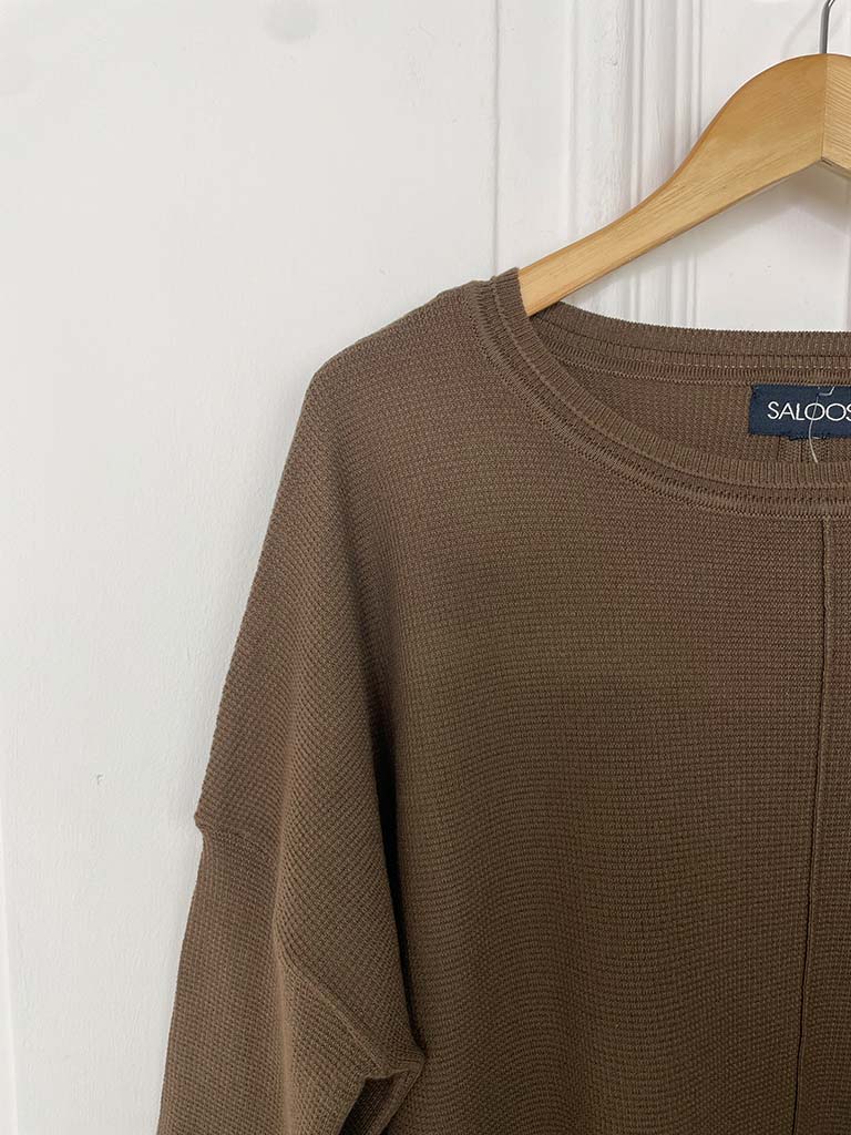 Waffle Drop Back Knit - Chocolate
