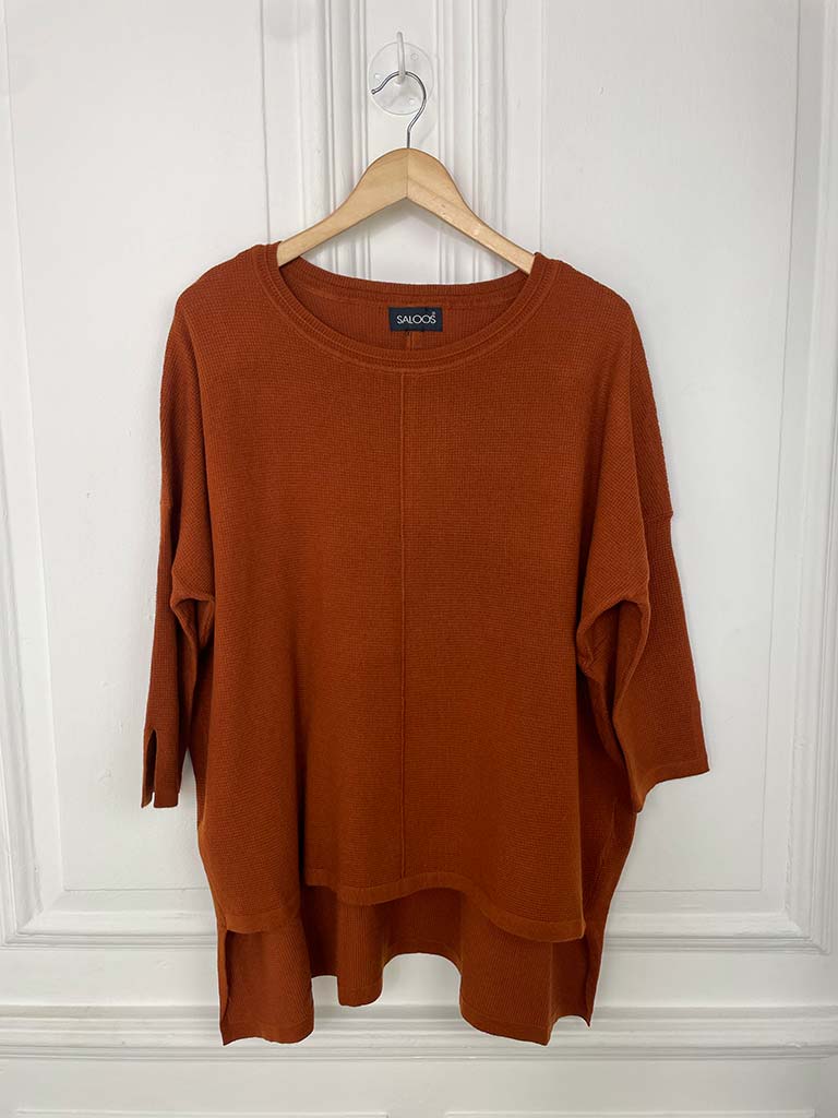 Waffle Drop Back Knit - Rust