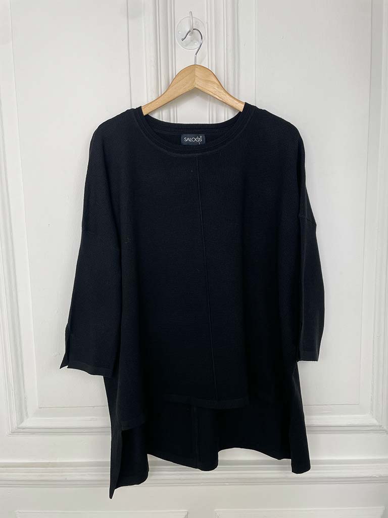Waffle Drop Back Knit - Black