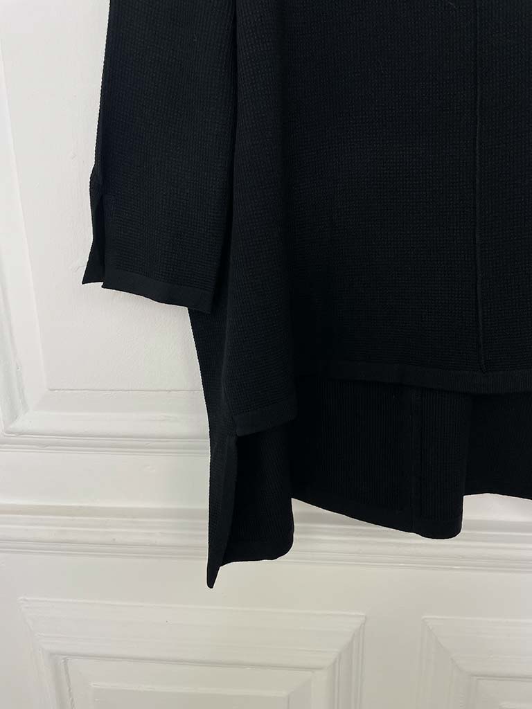 Waffle Drop Back Knit - Black
