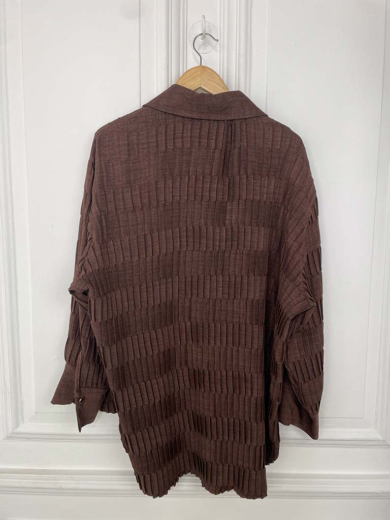 Textured Pleat Shirt - Coffee