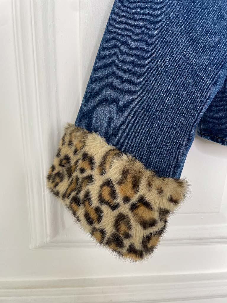 Denim & Leopard Biker Jacket