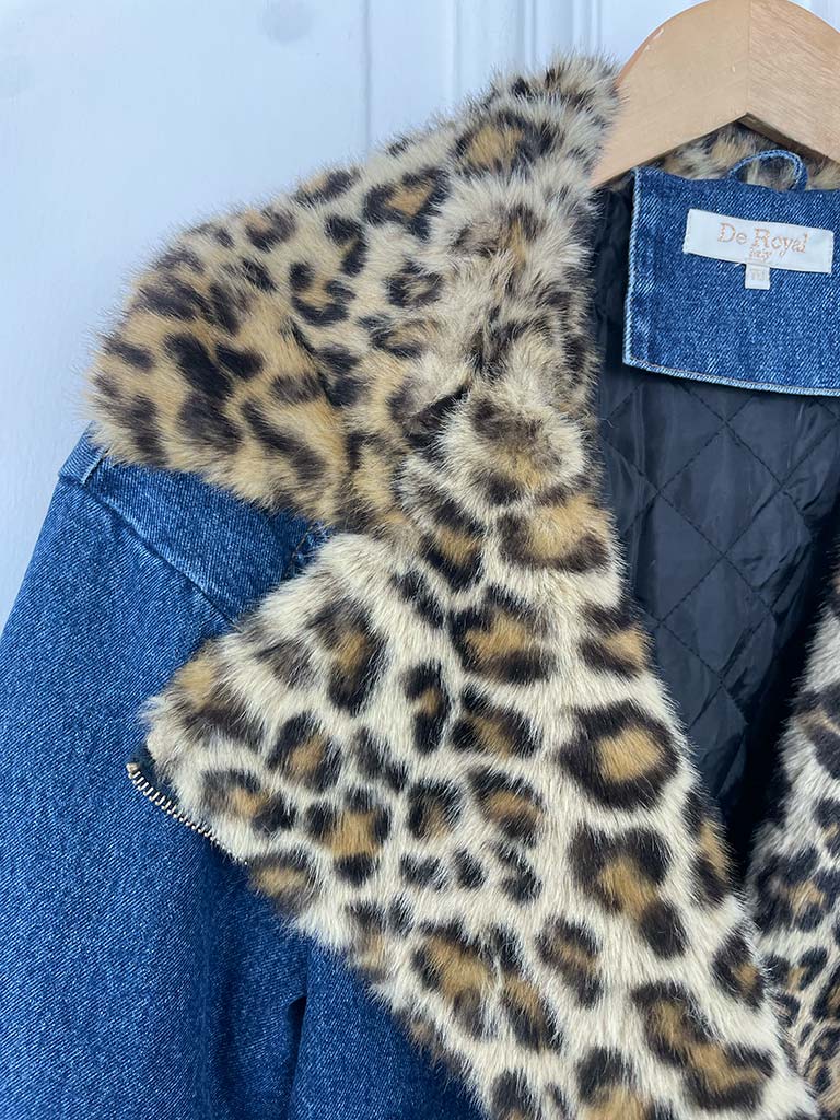 Denim & Leopard Biker Jacket