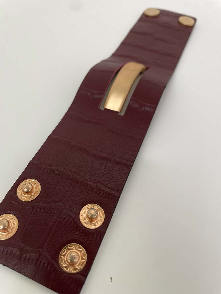 Faux Leather Cuff Bracelet - Burgundy