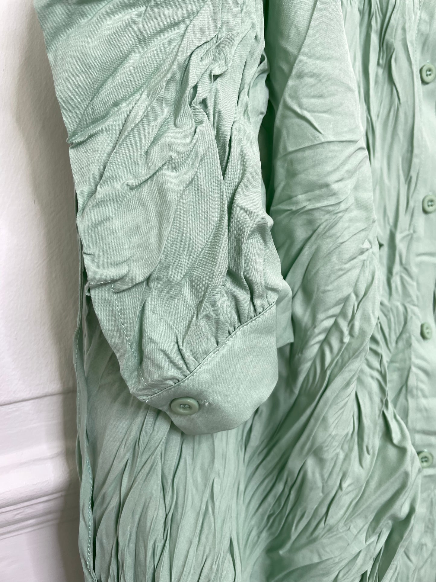 Rippled Shirt Dress - Mint