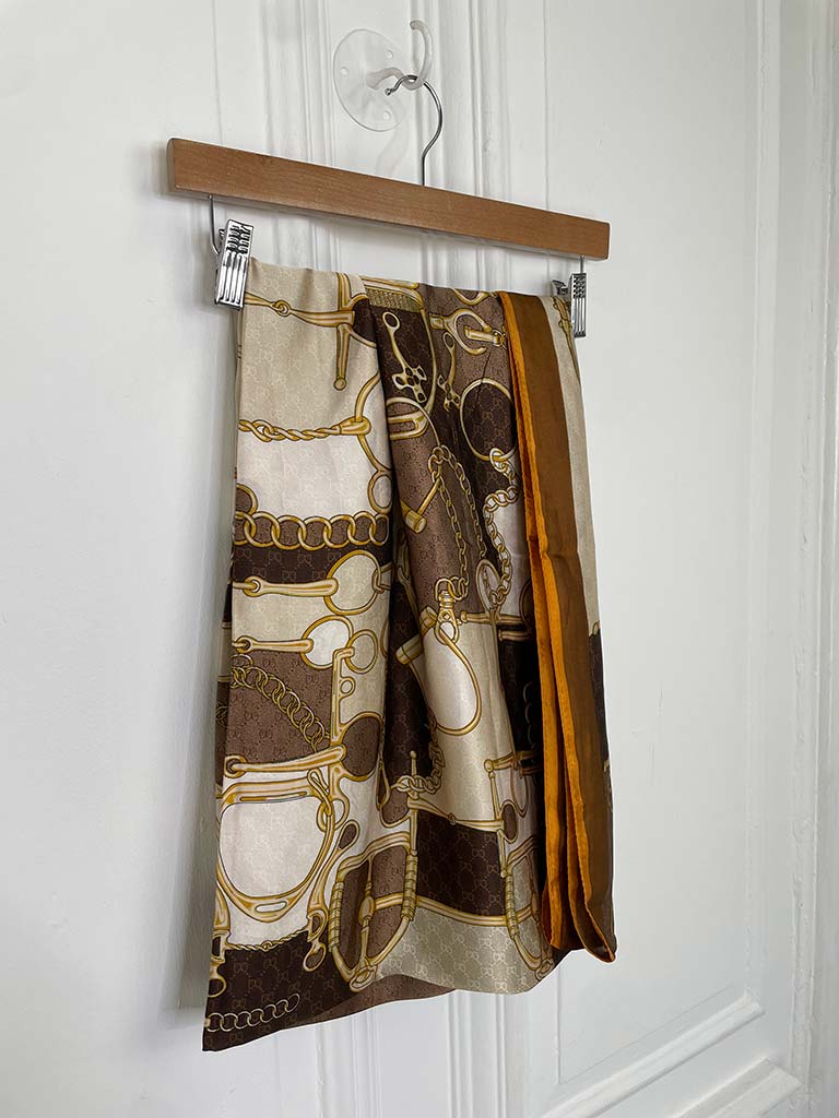 Malissa J Silk Feel Chain Border Scarf - Brown