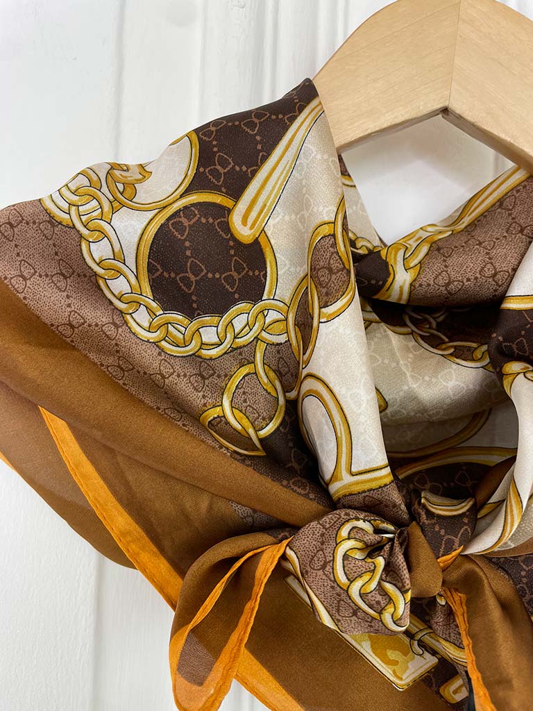 Malissa J Silk Feel Chain Neckerchief - Tan