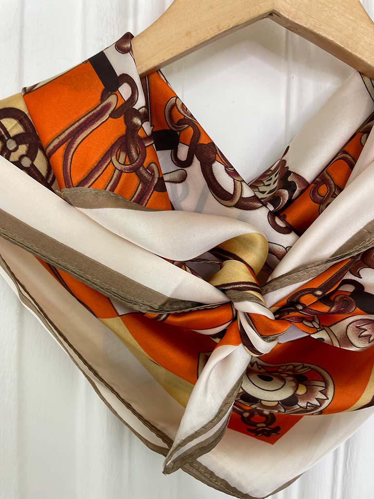 Malissa J Silk Feel Tassel Neckerchief - Orange