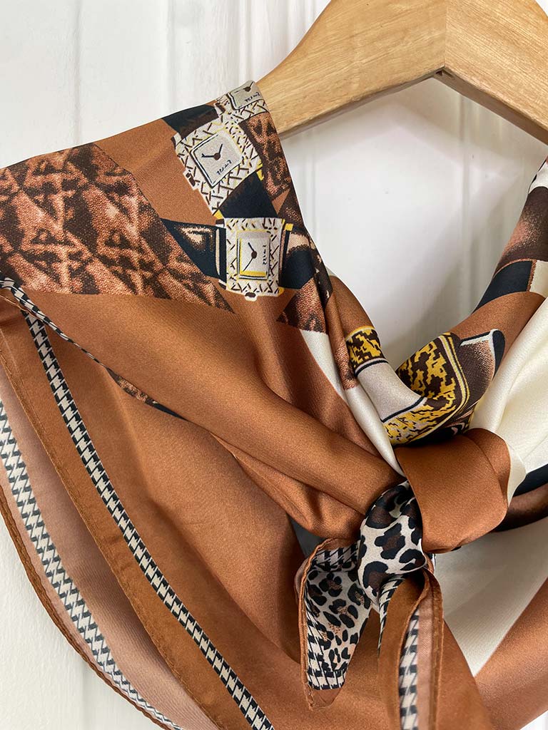 Malissa J Silk Feel Leopard Neckerchief - Tan