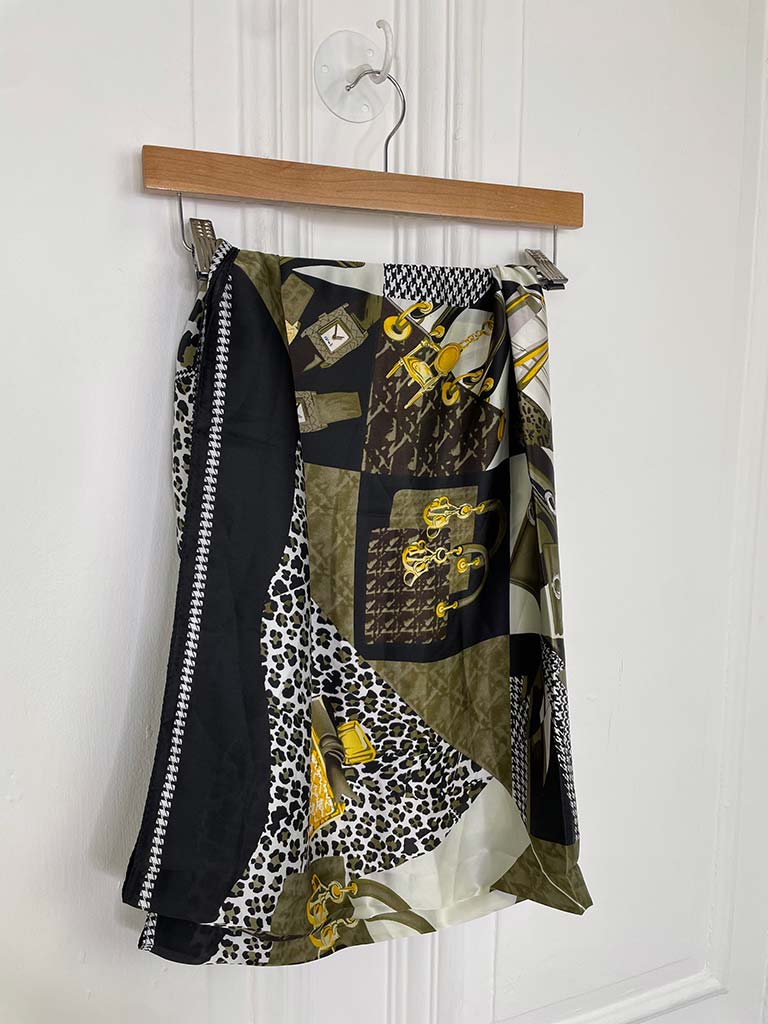 Malissa J Silk Feel Leopard & Bag Scarf - Black