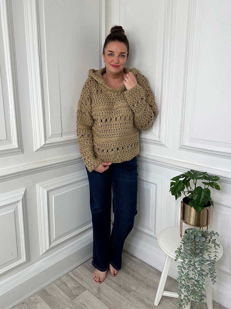 V-Neck Oversized Basic Knit - Sand