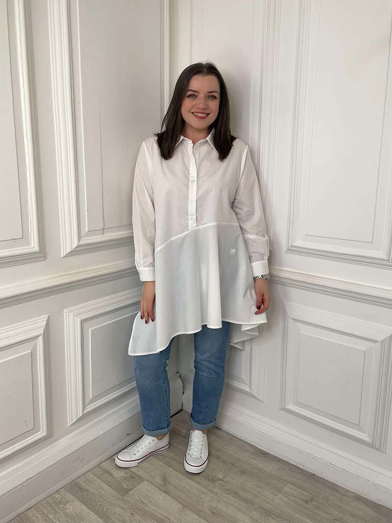 Malissa J Asymmetric A-Line Shirt - White
