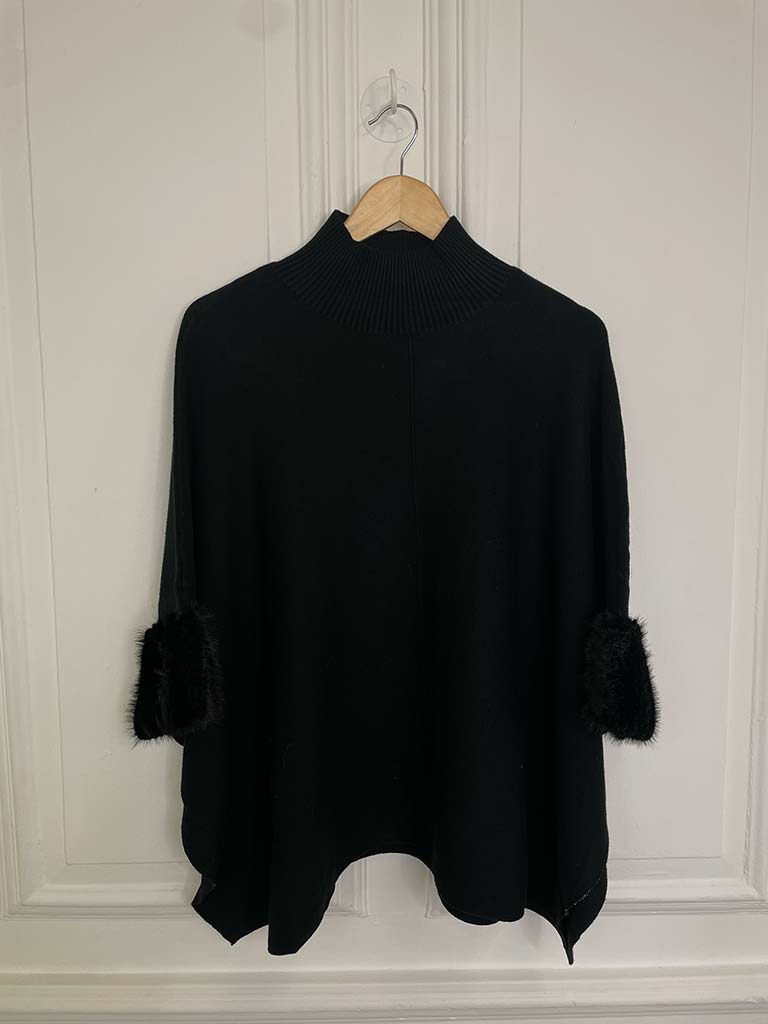 Faux Fur Boxy Knit - Black