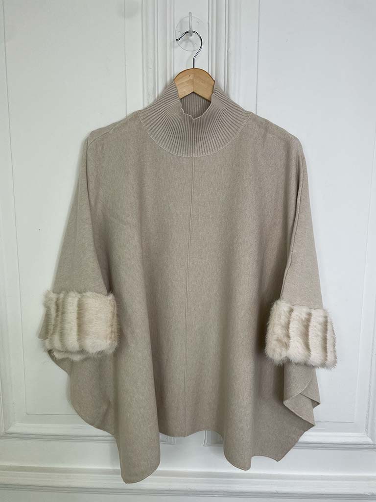Faux Fur Boxy Knit - Almond
