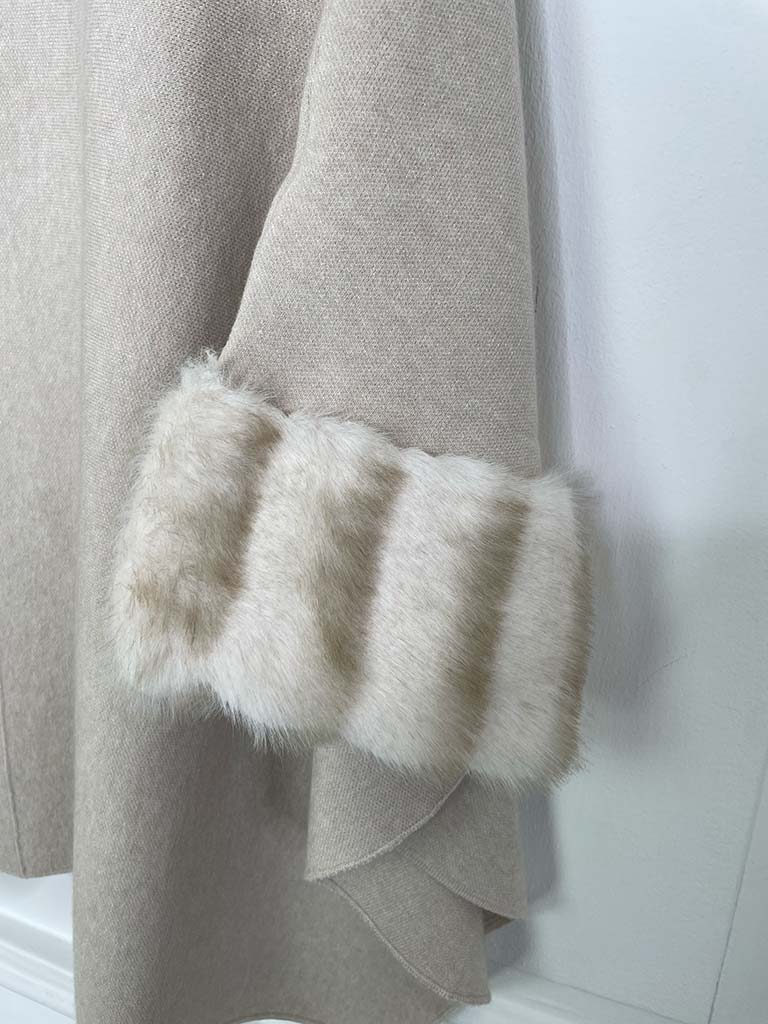 Faux Fur Boxy Knit - Almond