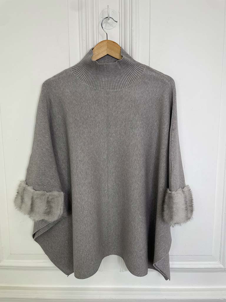 Faux Fur Boxy Knit - Misty Grey
