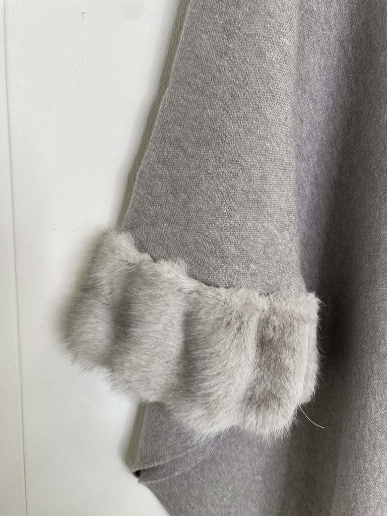 Faux Fur Boxy Knit - Misty Grey