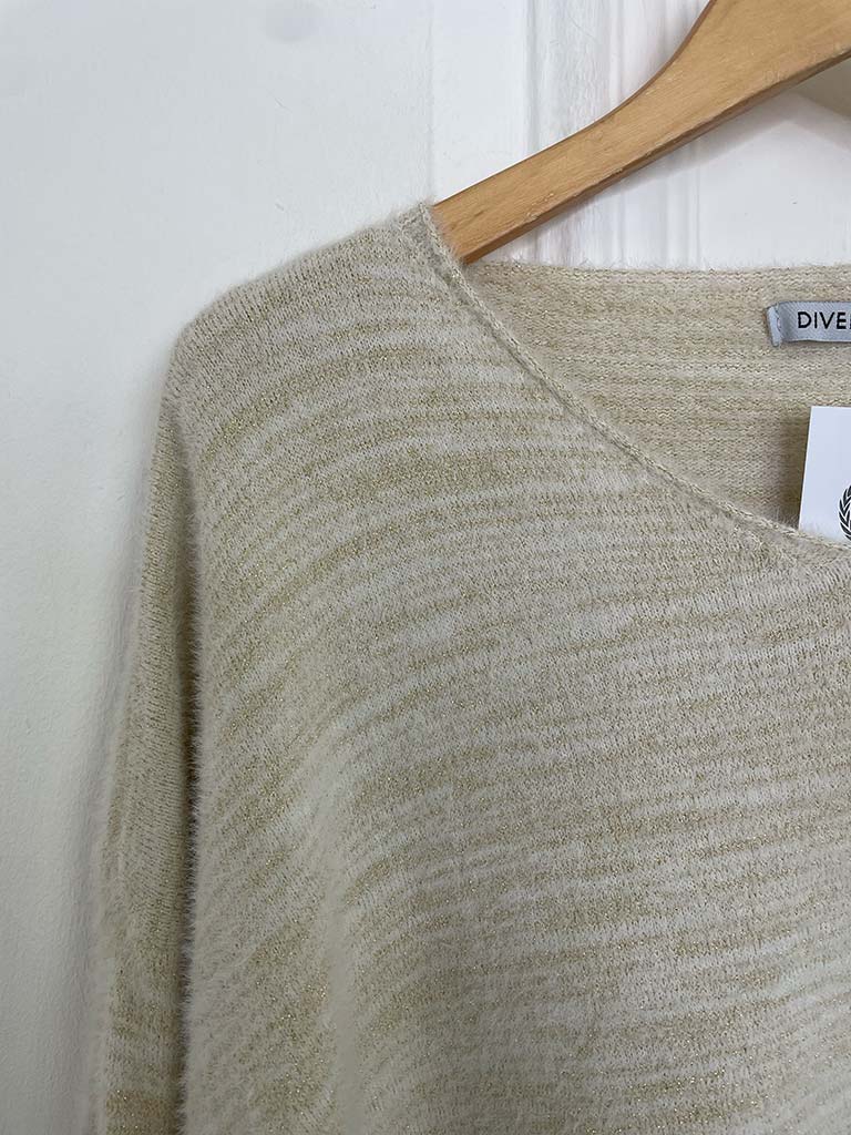 Eyelash V-Neck Knit - Stone