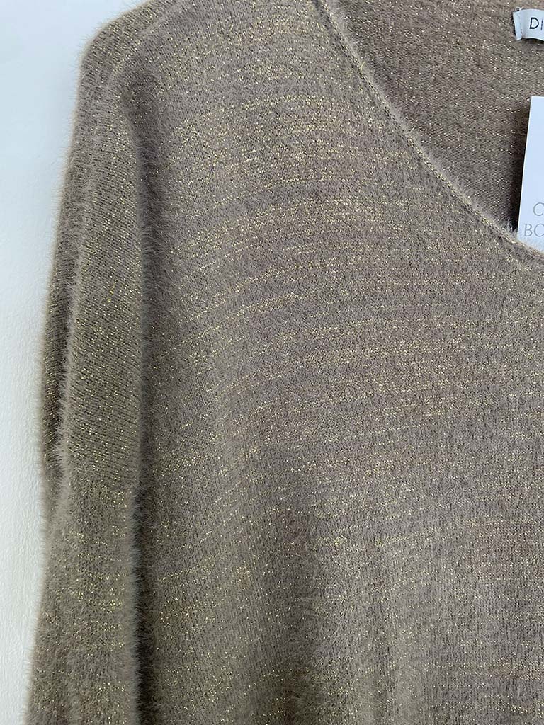 Eyelash V-Neck Knit - Taupe