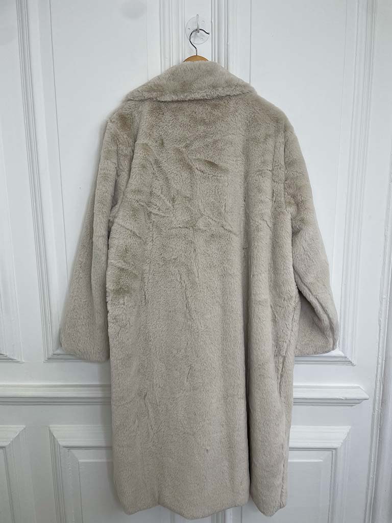 Luxe Faux Fur Long Coat - Almond