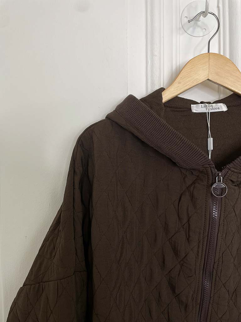 Quilted Hooded Jacket - Chocolate