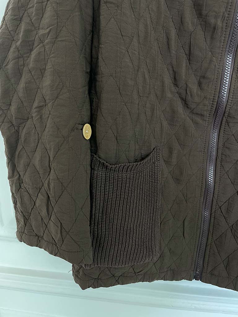 Quilted Hooded Jacket - Chocolate
