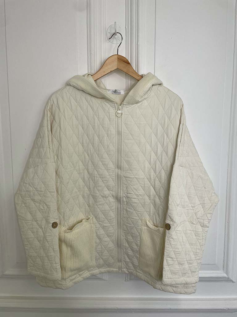 Quilted Hooded Jacket - Cream