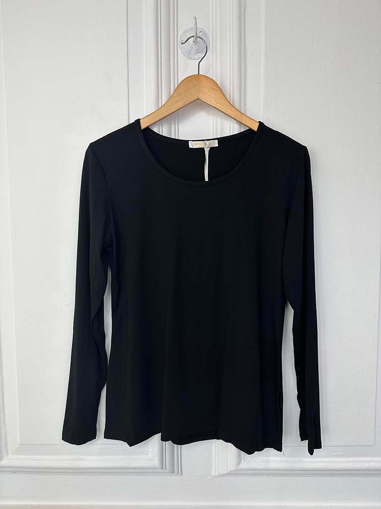 Malissa J Long Sleeve Basic Top - Black