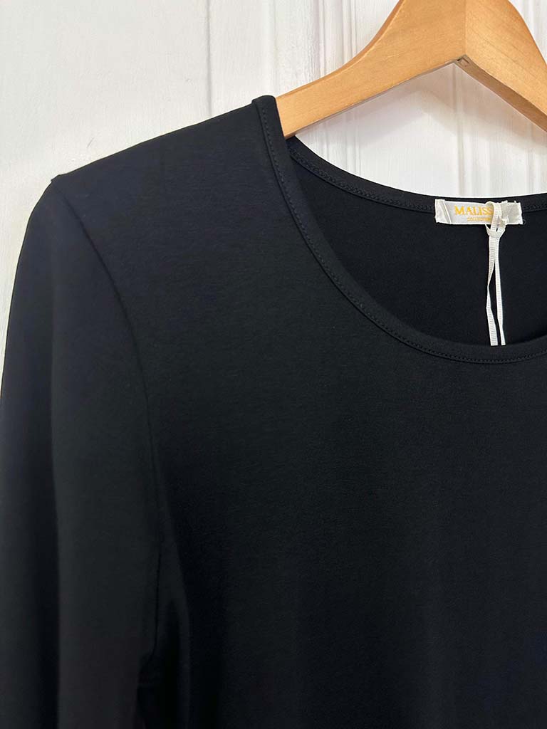 Malissa J Long Sleeve Basic Top - Black
