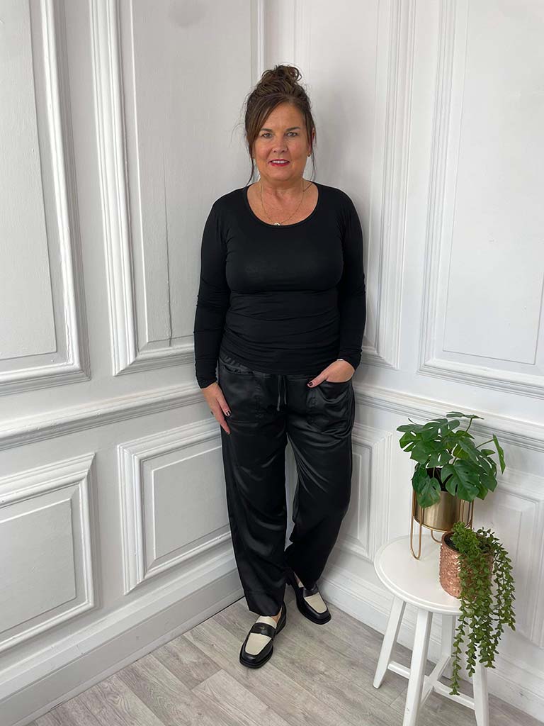 Malissa J Long Sleeve Basic Top - Black