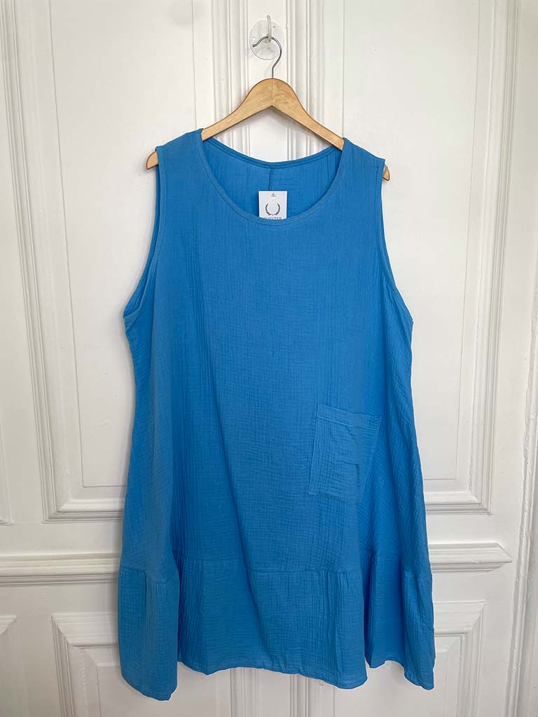 Seersucker Pocket Dress - Azure