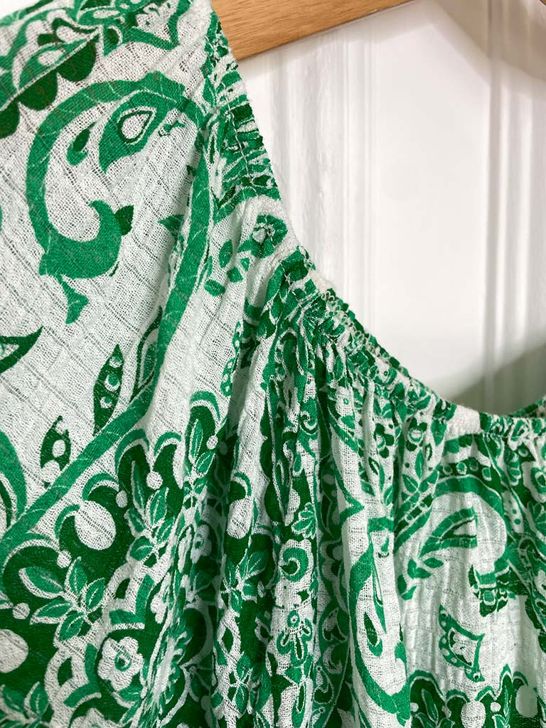 Paisley Cotton Sundress - Green