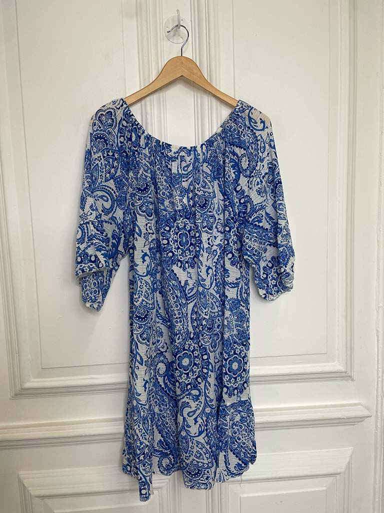 Paisley Cotton Sundress - Blue