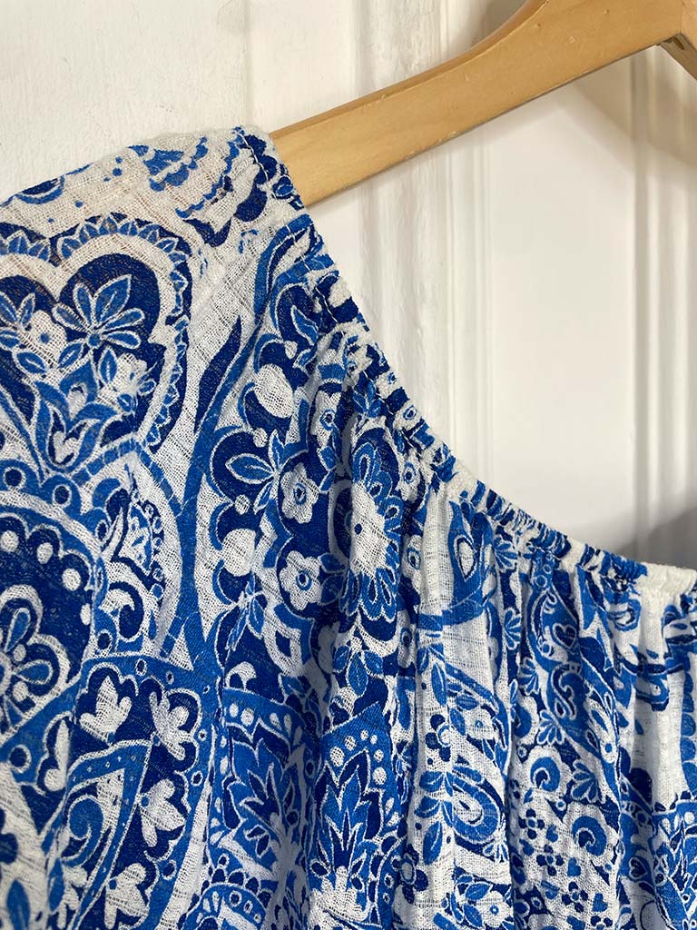 Paisley Cotton Sundress - Blue