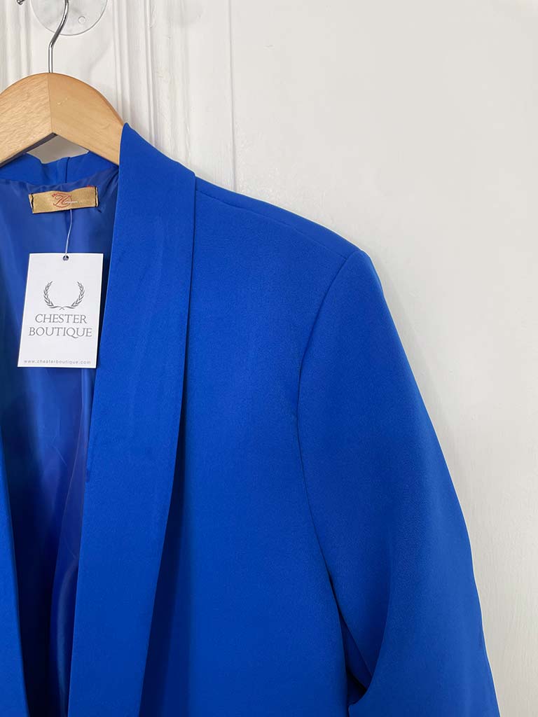 Ruched Sleeve Blazer - Electric Blue