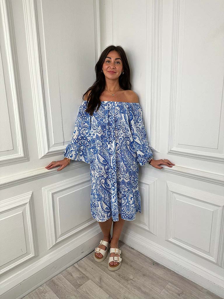 Paisley Cotton Sundress - Blue