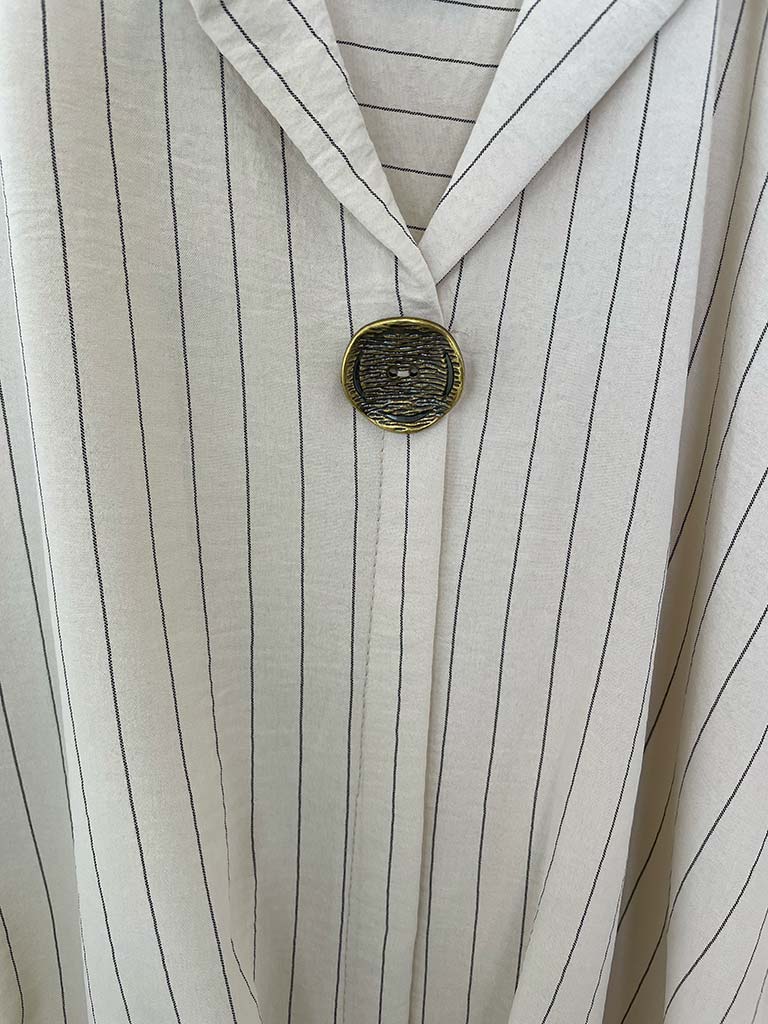 Pinstripe Button Top - Ecru